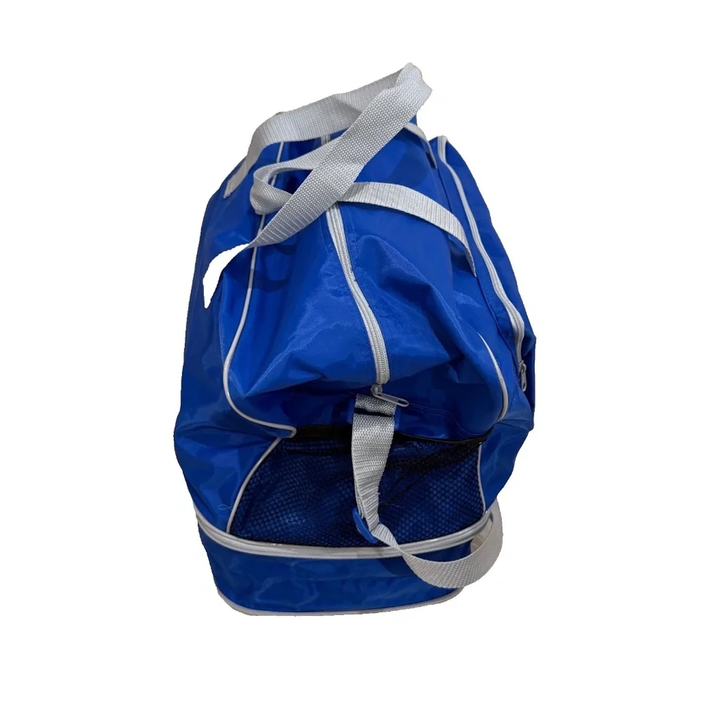 American Express Vintage Expandable Duffle/Gym Bag w/Handles/Shoulder Strap Blue